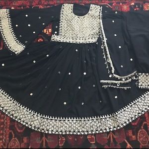 Afghan Laila majnun mirrored black silver